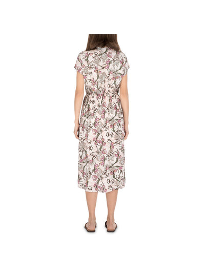 B COLLECTION Womens Short Sleeve Button up Split Midi Fit + Flare Dress