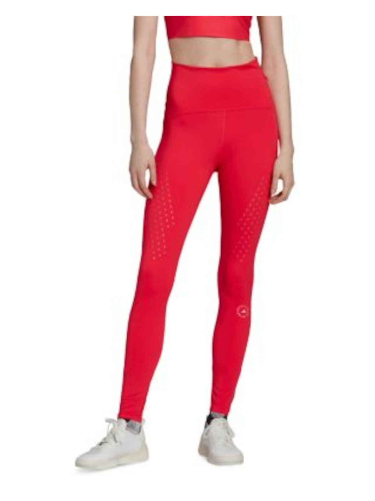 ADIDAS Womens Pink Pocketed Laser Cut Details Active Wear High Waist Leggings S