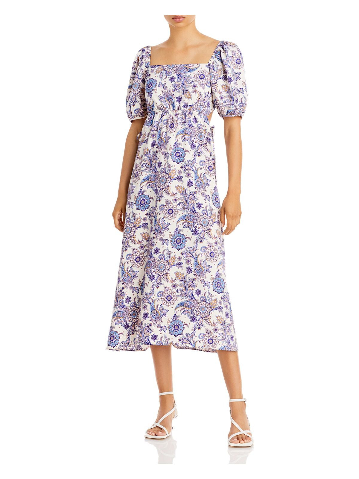AVA & ESME Womens Pouf Sleeve Square Neck Midi Sheath Dress