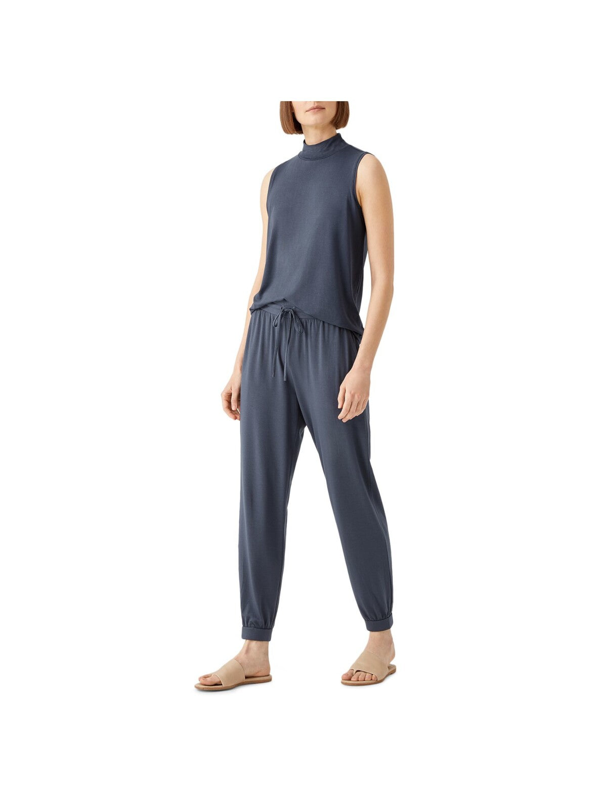 EILEEN FISHER Womens Navy Jersey Pocketed Drawstring Elastic Waist Cuffed High Waist Pants M