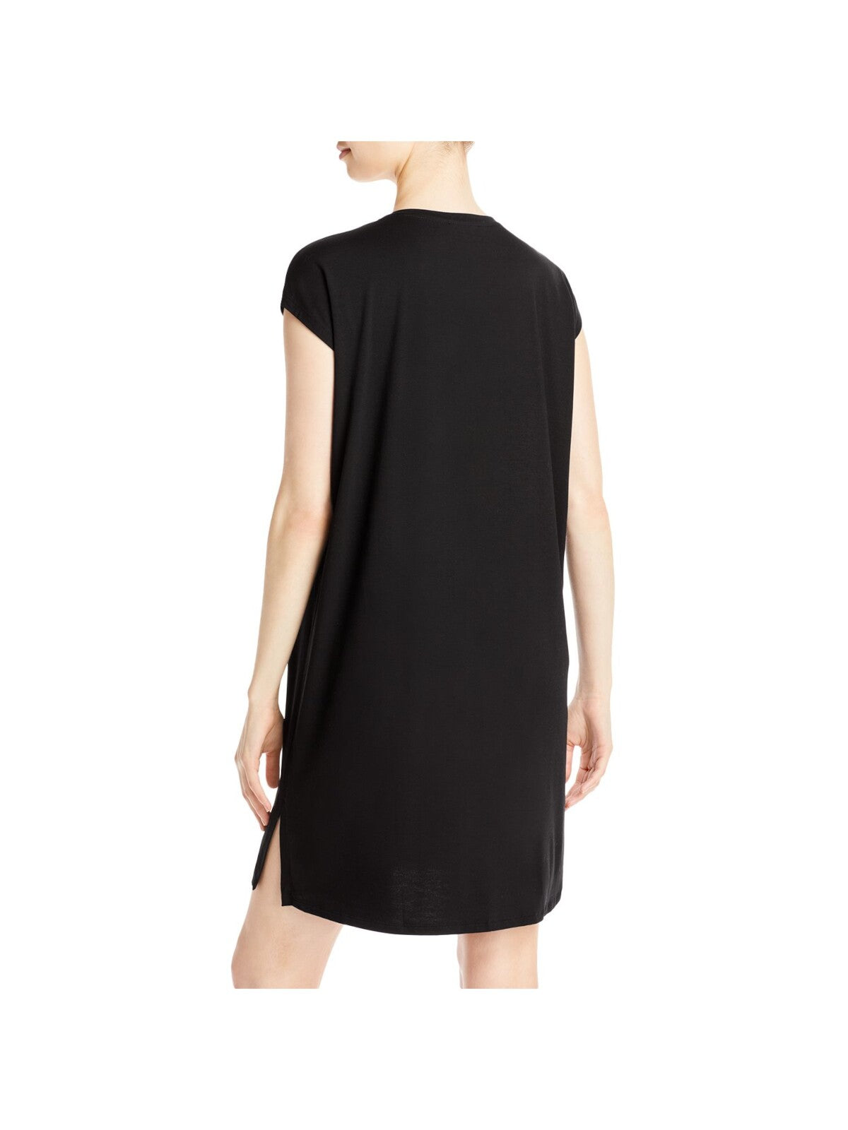 EILEEN FISHER Womens Black Stretch Cap Sleeve V Neck Above The Knee Shift Dress S\P