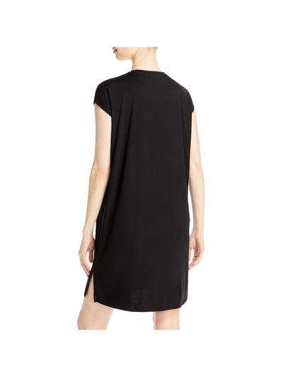 EILEEN FISHER Womens Black Stretch Cap Sleeve V Neck Above The Knee Shift Dress S\P
