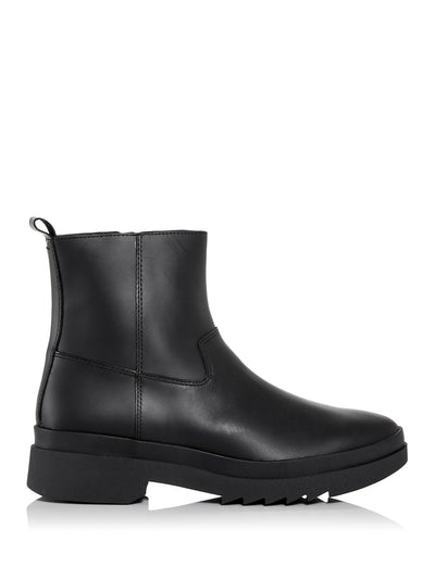EILEEN FISHER Womens Black Rain Water Resistant Treaded Floyd Round Toe Block Heel Zip-Up Leather Booties 7 M