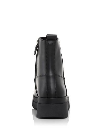 EILEEN FISHER Womens Black Rain Water Resistant Treaded Floyd Round Toe Block Heel Zip-Up Leather Booties 8.5 M