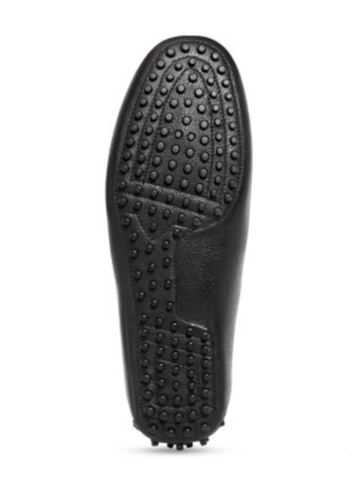 THE MENS STORE Mens Black Textured Driver Sole Padded Venetian Square Toe Slip On Leather Flats Shoes M