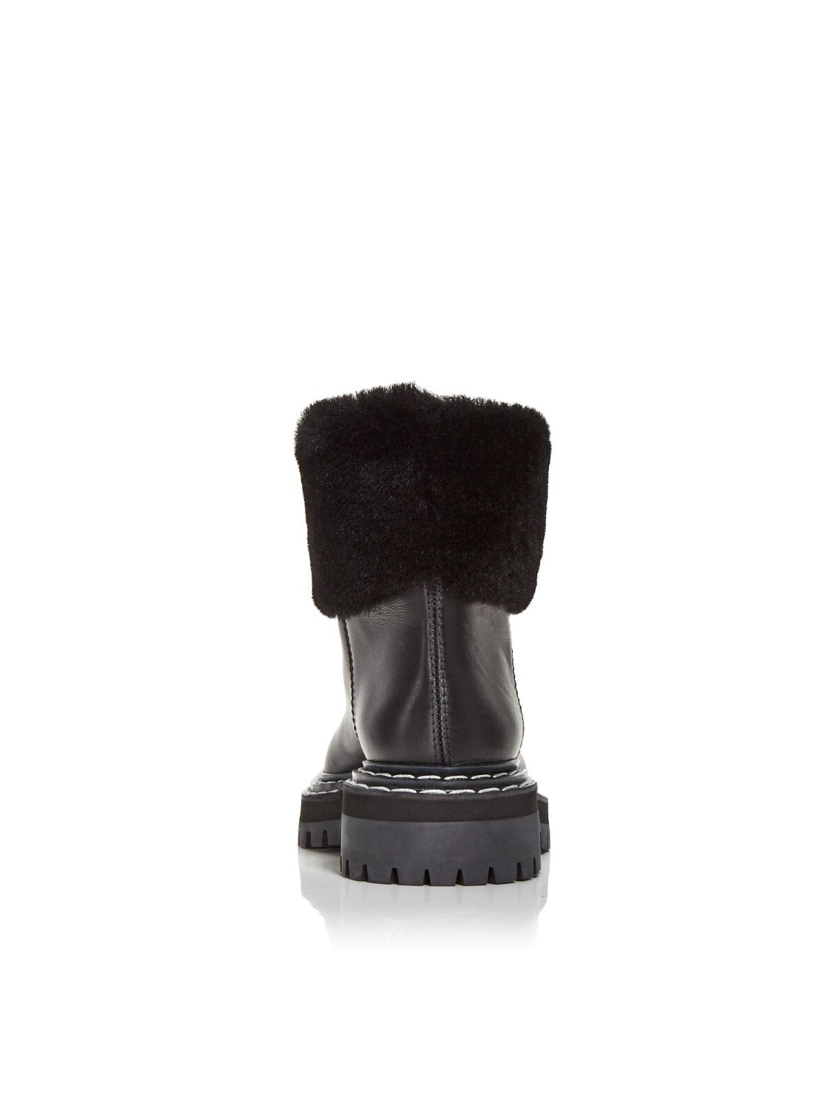 PROENZA SCHOULER Womens Black 1" Platform Shearling Cuff Lug Sole Padded Round Toe Block Heel Leather Winter Boots 36