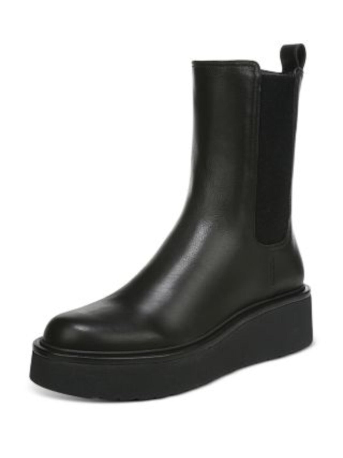 VINCE. Womens Black Water Repellent Goring Padded Brinton Round Toe Wedge Leather Chelsea 6.5 M