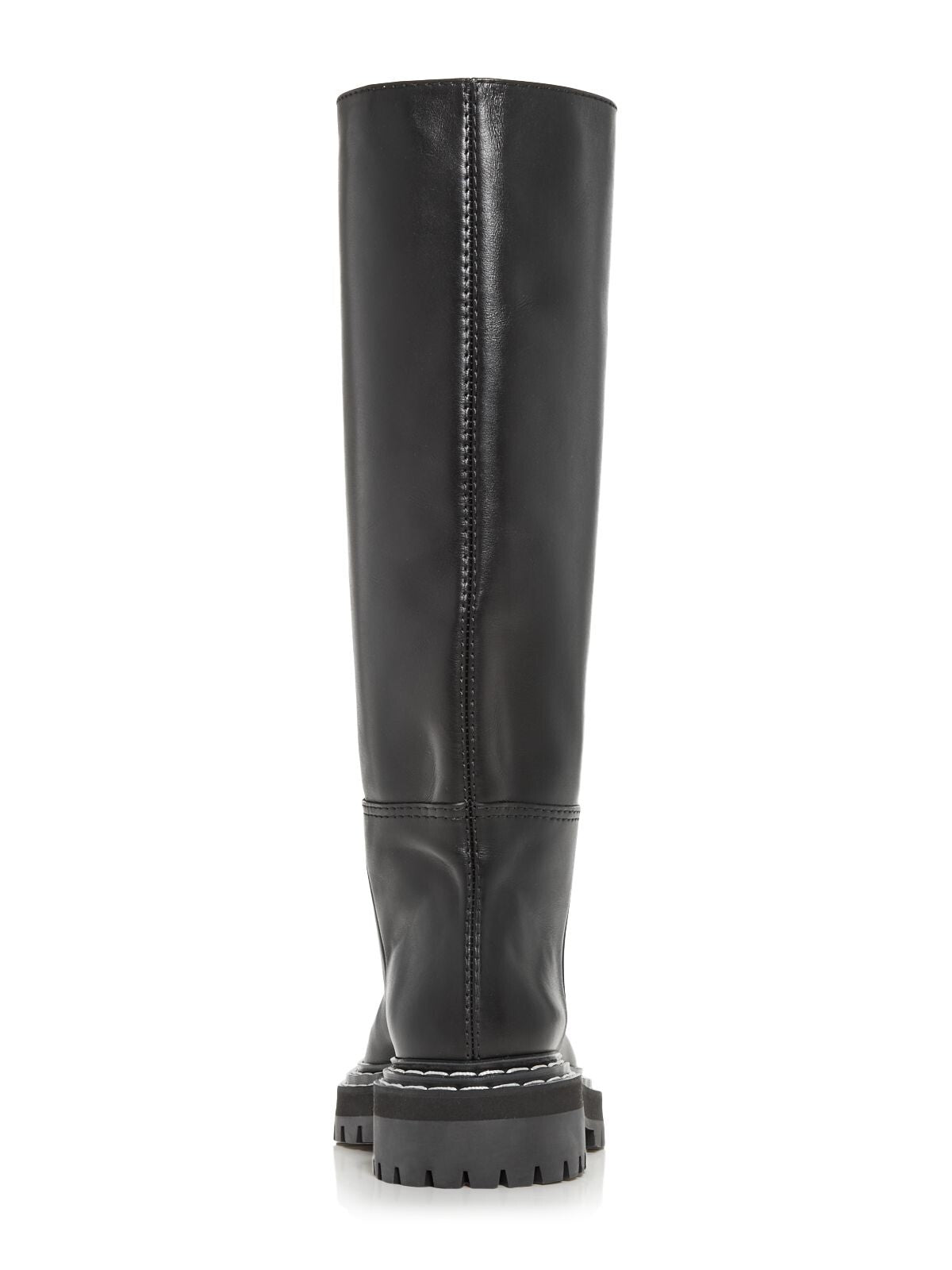 PROENZA SCHOULER Womens Black Topstitch Lug Sole Ps35282a Round Toe Block Heel Leather Boots Shoes 40