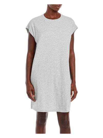 EILEEN FISHER Womens White Heather Short Sleeve Crew Neck Short Shift Dress S\P