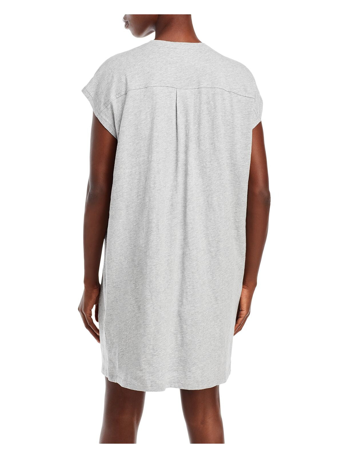 EILEEN FISHER Womens White Heather Short Sleeve Crew Neck Short Shift Dress S\P