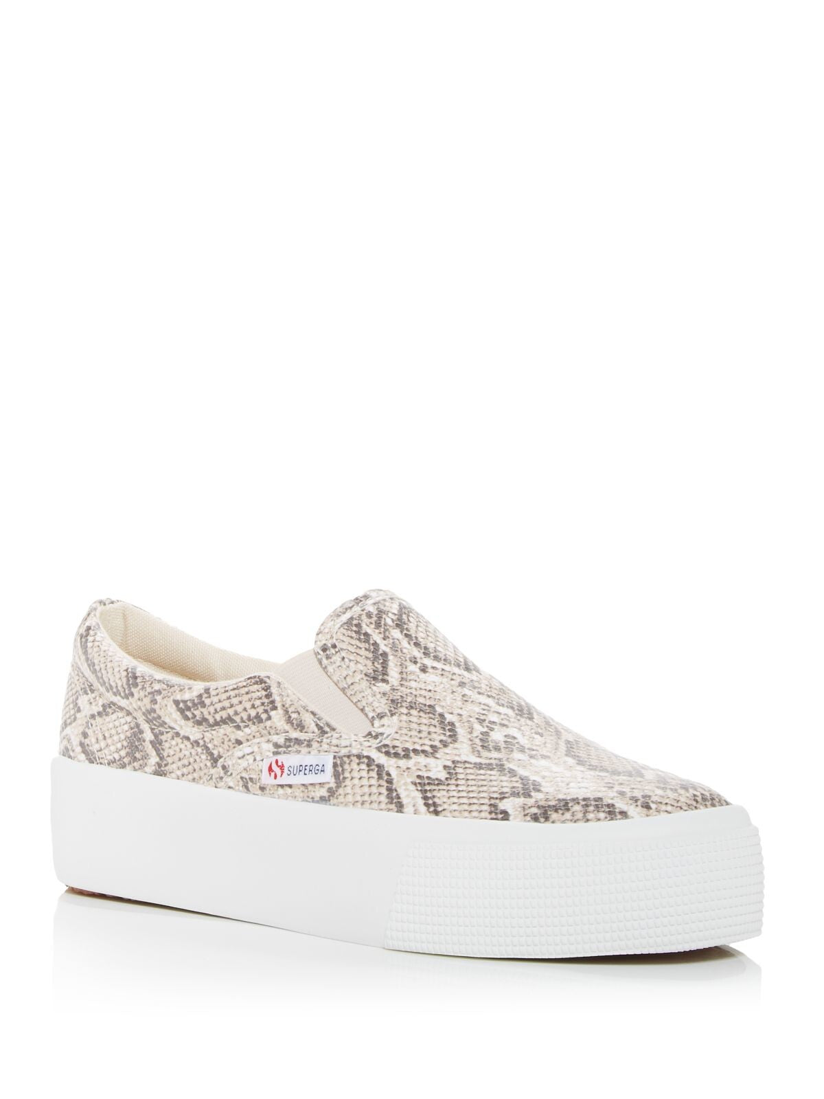 SUPERGA Womens Beige Snake Goring Logo 2306 Round Toe Platform Slip On Sneakers Shoes 7