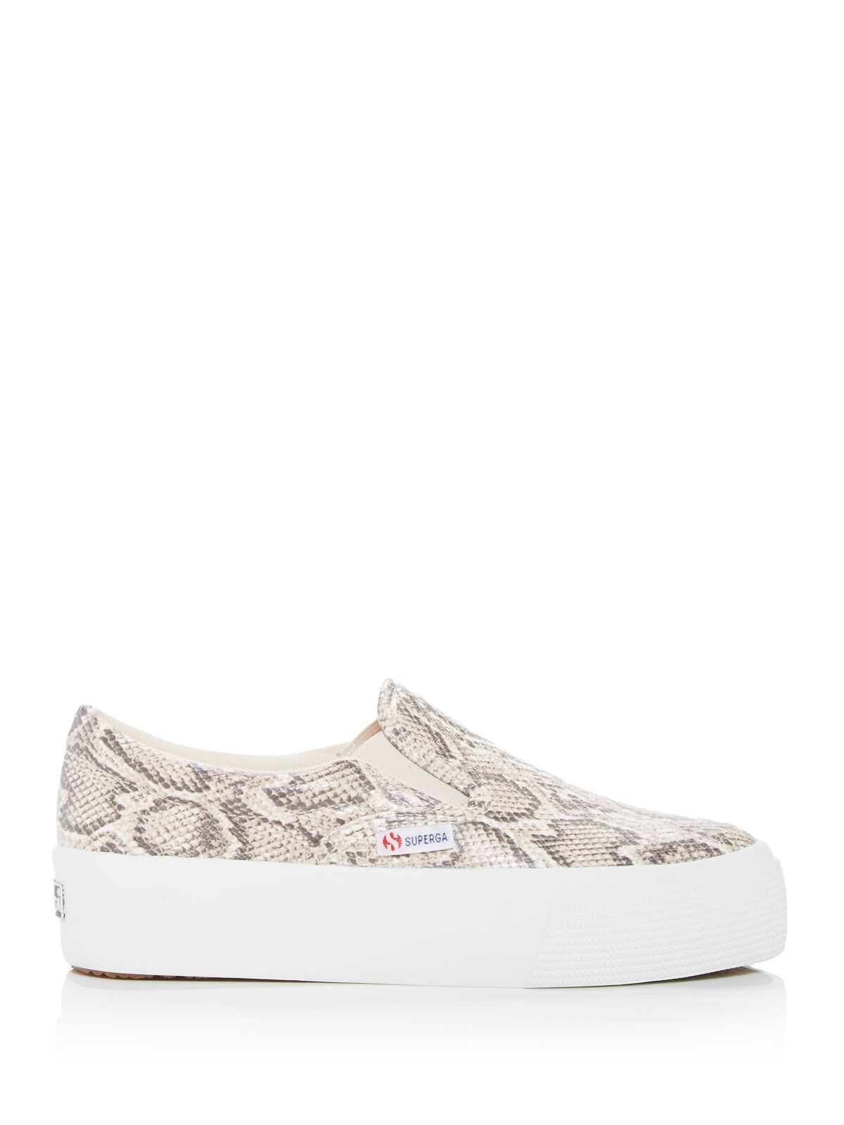 SUPERGA Womens Beige Snake Goring Logo 2306 Round Toe Platform Slip On Sneakers Shoes 7