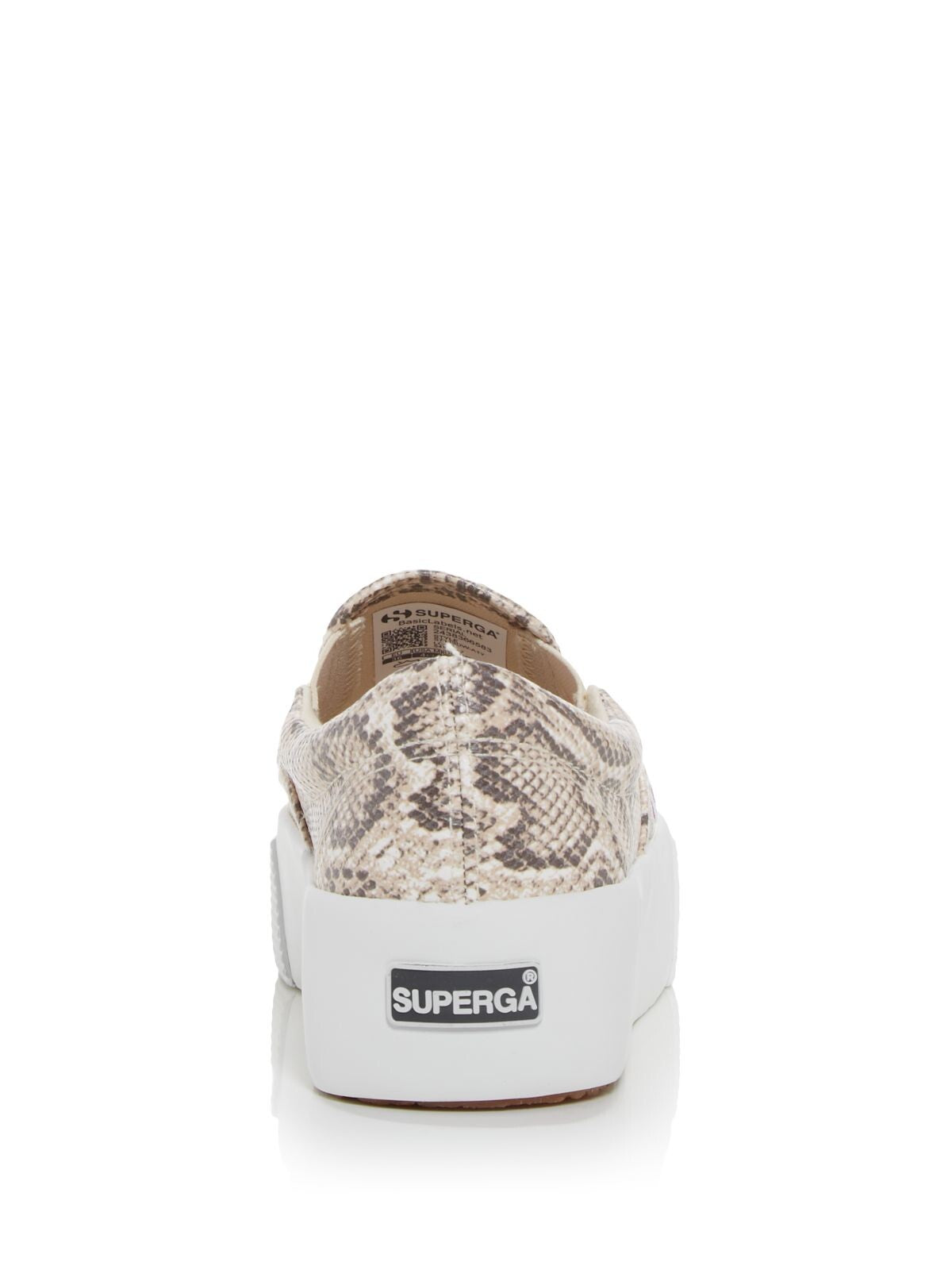 SUPERGA Womens Beige Snake Goring Logo 2306 Round Toe Platform Slip On Sneakers Shoes 7