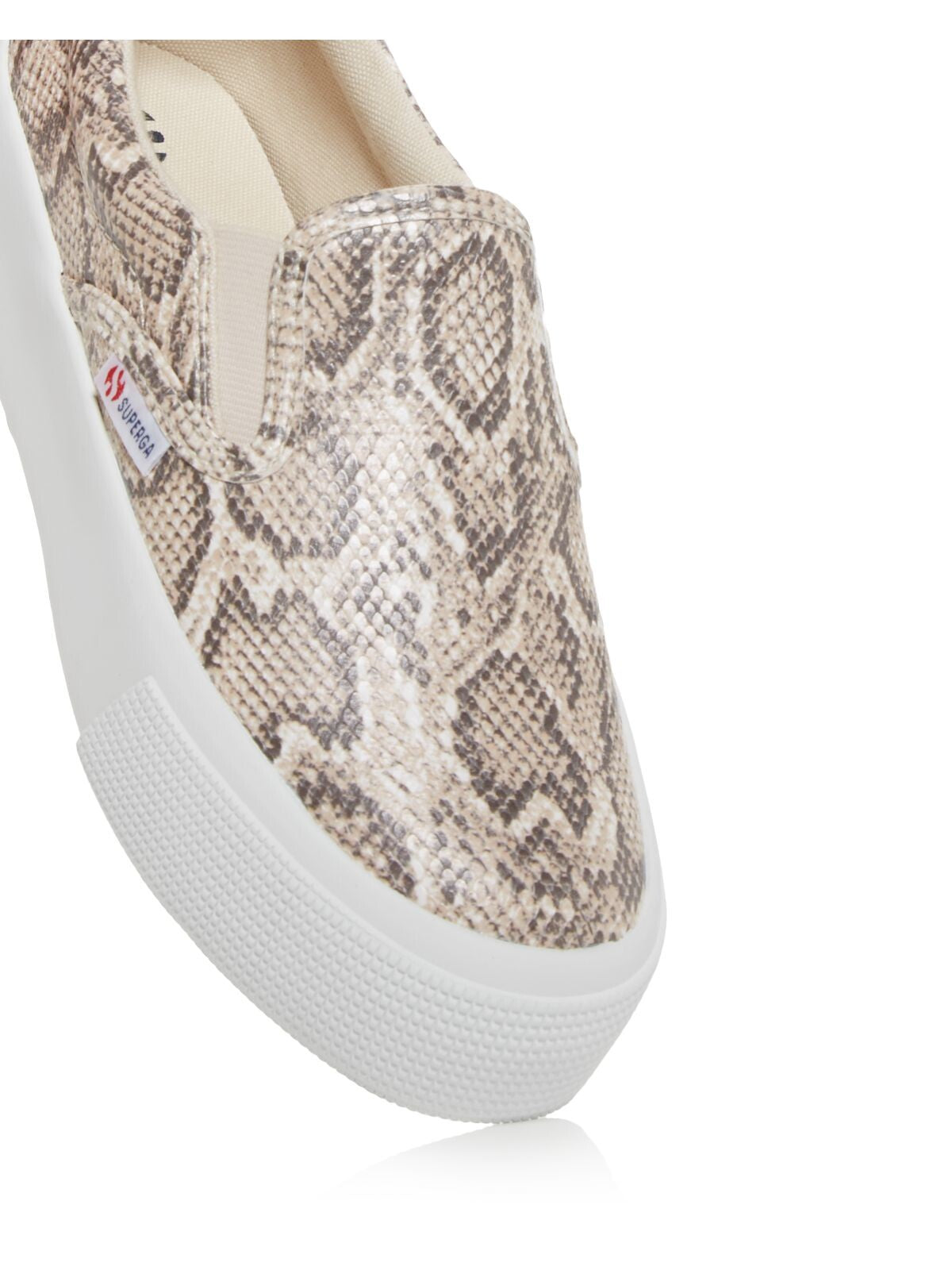 SUPERGA Womens Beige Snake Goring Logo 2306 Round Toe Platform Slip On Sneakers Shoes