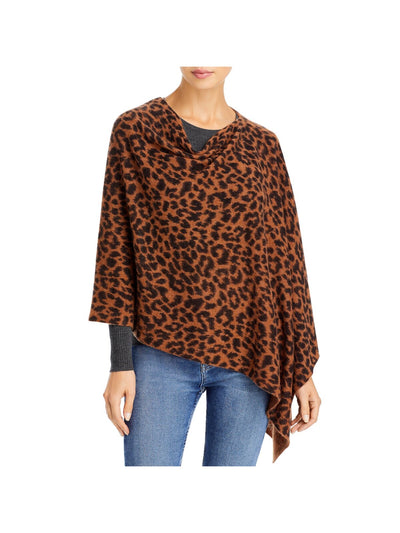 Designer Brand Womens Brown Stretch Animal Print Cowl Neck PONCHO Sweater N/A ONE SIZE