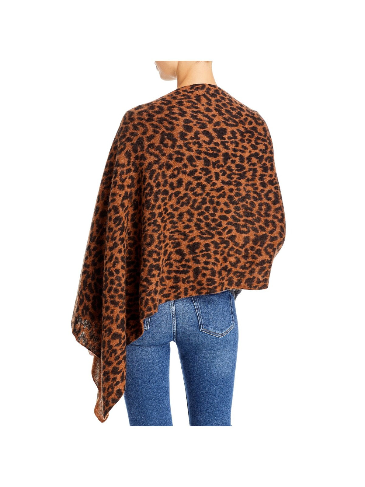 Designer Brand Womens Brown Stretch Animal Print Cowl Neck PONCHO Sweater N/A ONE SIZE