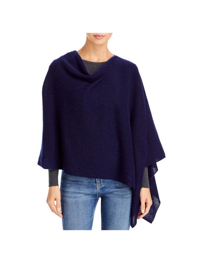 Designer Brand Womens Navy Ribbed Cowl Neck PONCHO Sweater N/A ONE SIZE