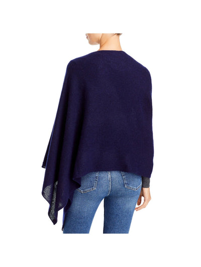 Designer Brand Womens Navy Ribbed Cowl Neck PONCHO Sweater N/A ONE SIZE