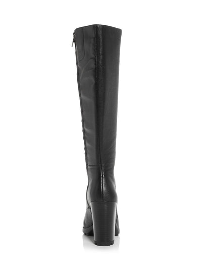 KENNETH COLE NEW YORK Womens Black Lug Sole Justin 2.0 Round Toe Block Heel Zip-Up Leather Heeled Boots 8