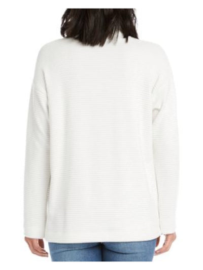 KAREN KANE Womens Ivory Ribbed Hi-lo Hem Long Sleeve Turtle Neck Sweater L