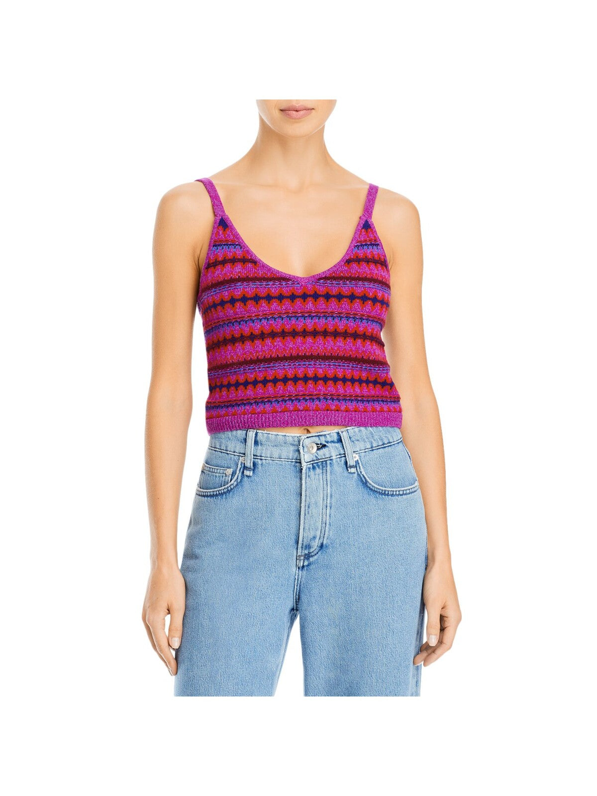 RAG & BONE Womens Purple Stretch Spaghetti Strap V Neck Cami Sweater M