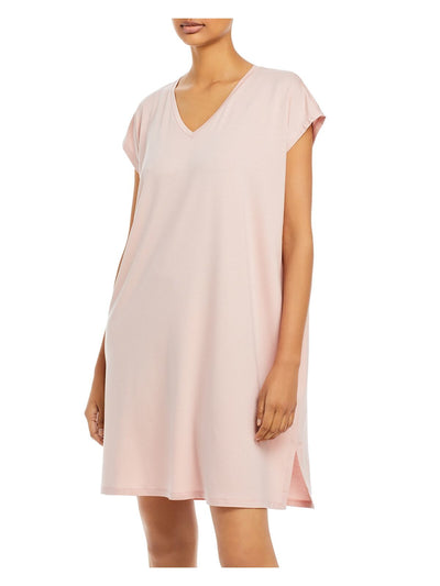 EILEEN FISHER Womens Pink Stretch Cap Sleeve V Neck Above The Knee Shift Dress S