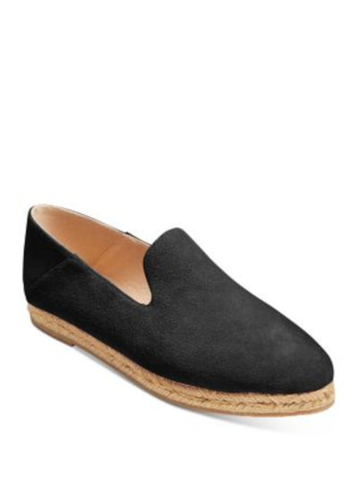 JACK ROGERS Womens Black Notched Padded Audrey Almond Toe Slip On Leather Espadrille Shoes 10