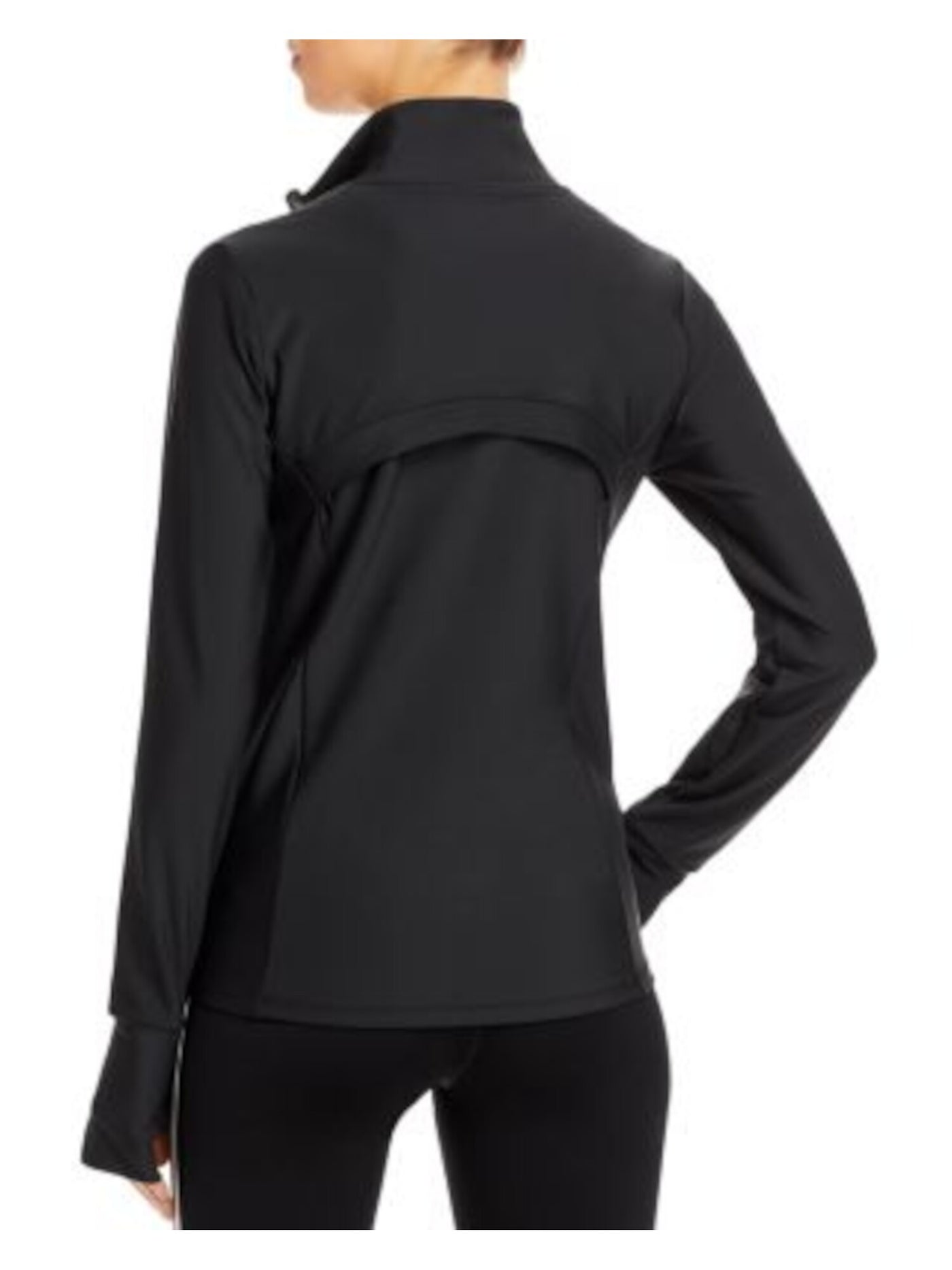 AQUA ATHLETIC Womens Pocketed Mock Neck Thumb Hole Cuffs Jacket