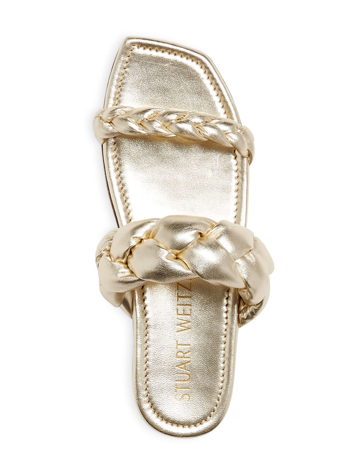 STUART WEITZMAN Womens Gold Braided Padded Playa Slip On Leather Slide Sandals 7 B