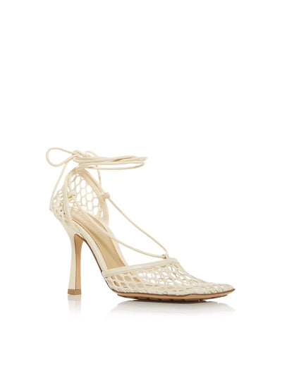 N / NICHOLAS Womens Beige Square Toe Stiletto Buckle Dress Heeled Sandal 6
