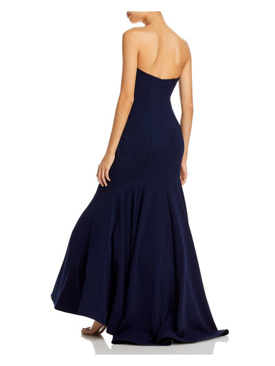 AQUA FORMAL Womens Navy Zippered Deep Scoop Back Lined Sleeveless Sweetheart Neckline Full-Length Evening Mermaid Dress 6