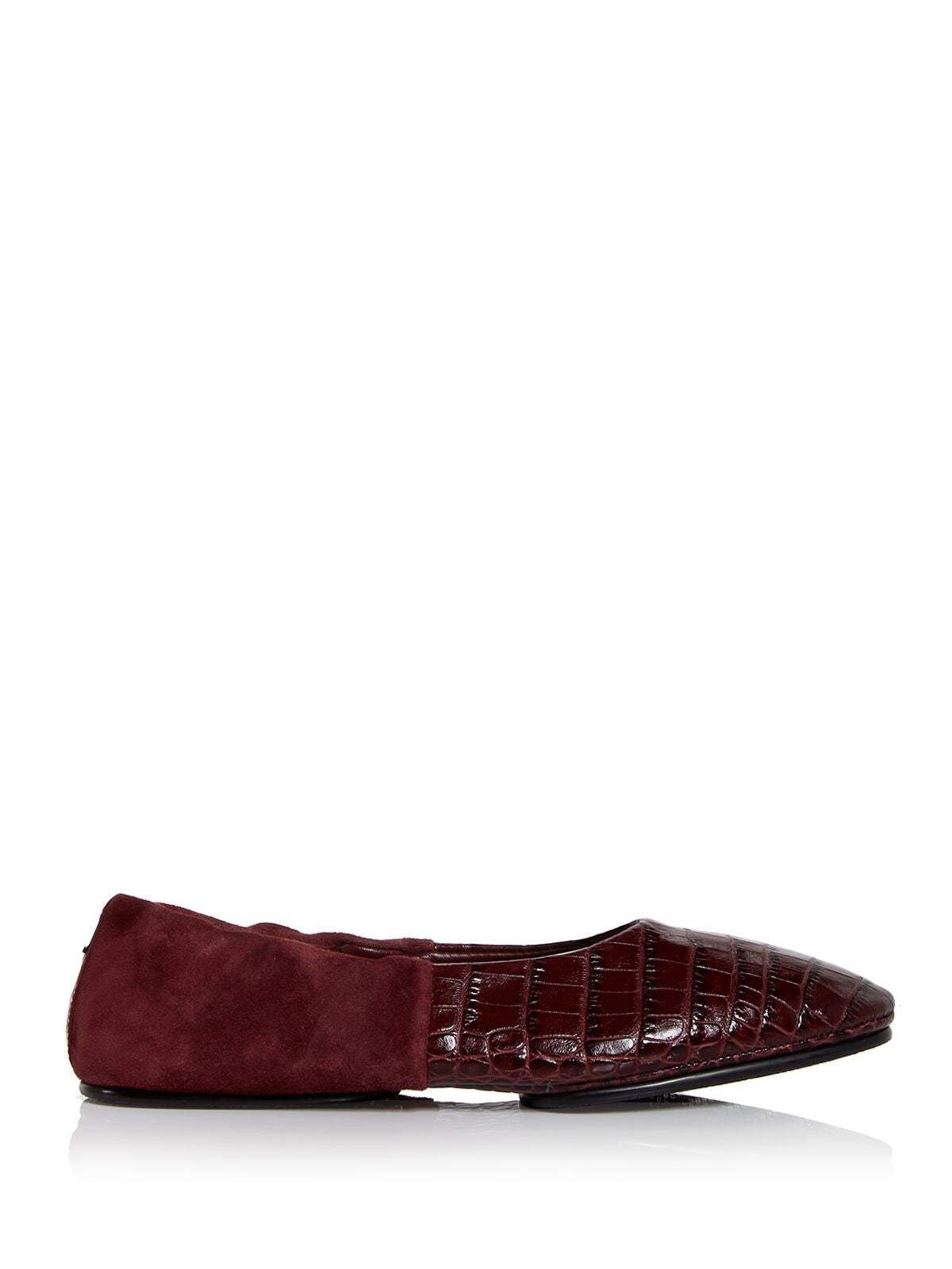 LAFAYETTE 148 NEW YORK Womens Burgundy Croc-Embossed Stretch Comfort Mira Almond Toe Slip On Leather Ballet Flats 40