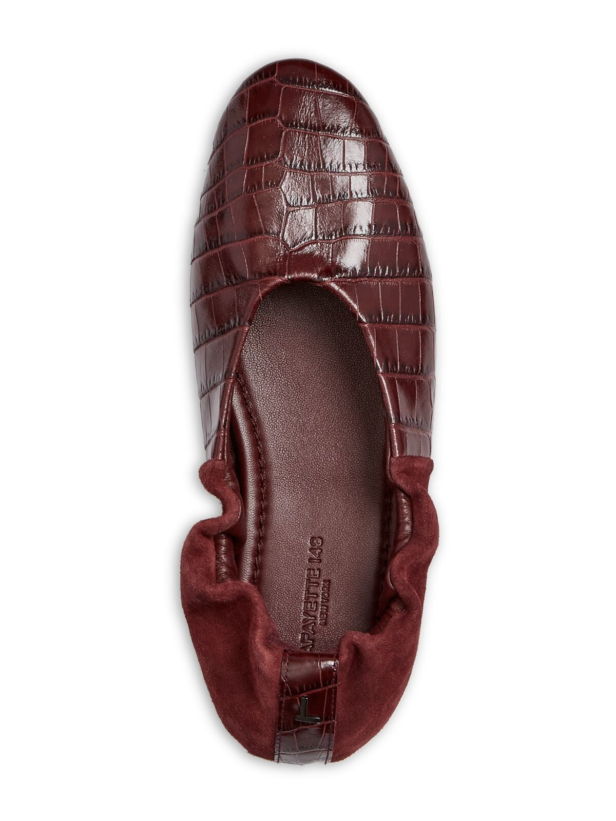 LAFAYETTE 148 NEW YORK Womens Burgundy Croc-Embossed Stretch Comfort Mira Almond Toe Slip On Leather Ballet Flats 36