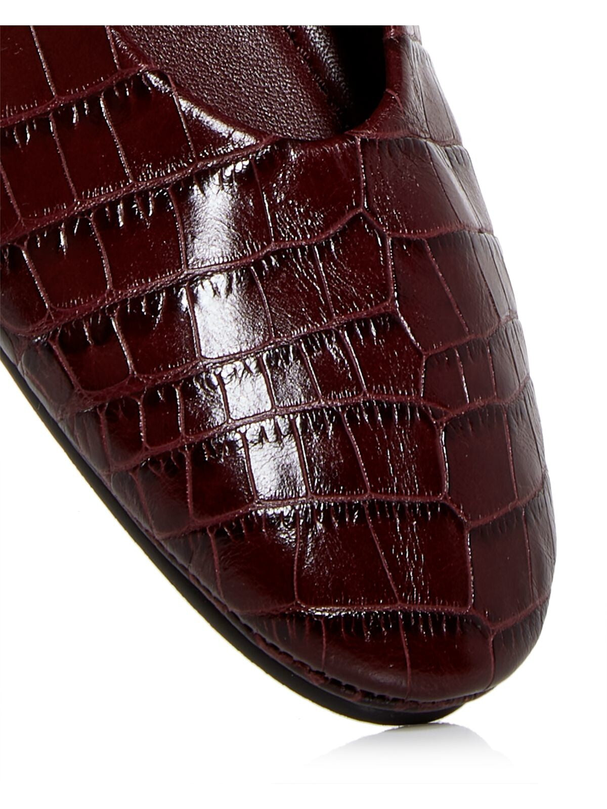 LAFAYETTE 148 NEW YORK Womens Burgundy Croc-Embossed Stretch Comfort Mira Almond Toe Slip On Leather Ballet Flats