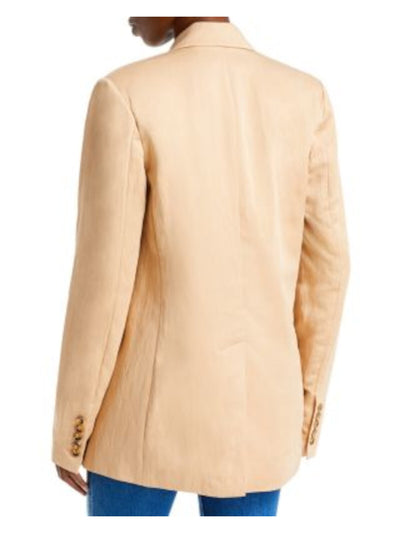 A.L.C. Womens Beige Pocketed Lined Back Vent Wear To Work Blazer Jacket 0