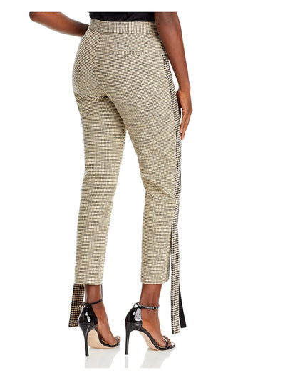 HELLESSY Womens Beige Pocketed Zippered Hook And Bar Closure Tailored Houndstooth Cropped Pants 12