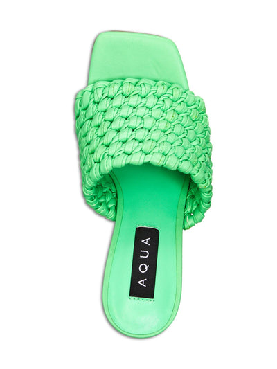 AQUA Womens Green Padded Woven Katy Square Toe Stiletto Slip On Heeled