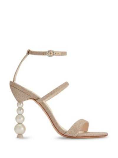 SOPHIA WEBSTER Womens Beige Glitter Ankle Strap Padded Rosalind Open Toe Sculpted Heel Buckle Dress Heeled Sandal 40