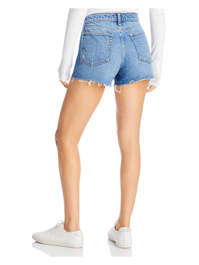 RAG & BONE Womens Blue Denim Zippered Pocketed Low Rise Frayed Cutoff Shorts 31 Waist