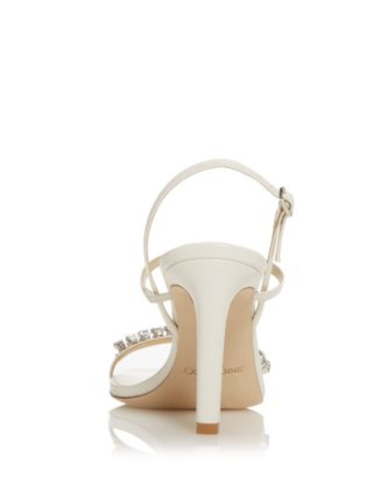 JIMMY CHOO Womens Ivory Padded Embellished Goring Meira 85 Square Toe Stiletto Buckle Leather Slingback Sandal 37.5