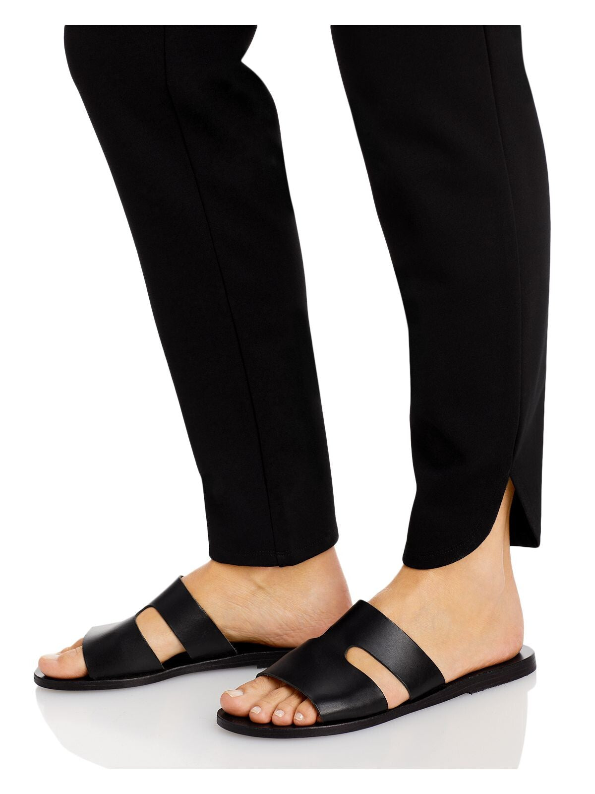 & BASICS Womens Pocketed Pull-on Slim Fit Tulip Hems Wear To Work Straight leg Pants