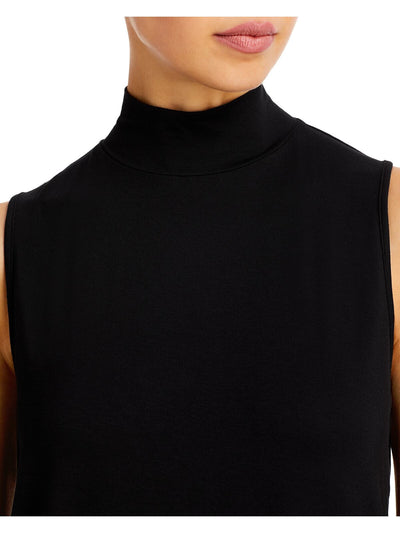 & BASICS Womens Sleeveless Relaxed Fit Vented Hems Mock Neck Wear To Work Top