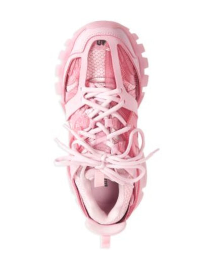 BALENCIAGA Womens Pink Mixed Media Dual Pull-Tabs 1" Platform Track Round Toe Wedge Lace-Up Sneakers Shoes 11