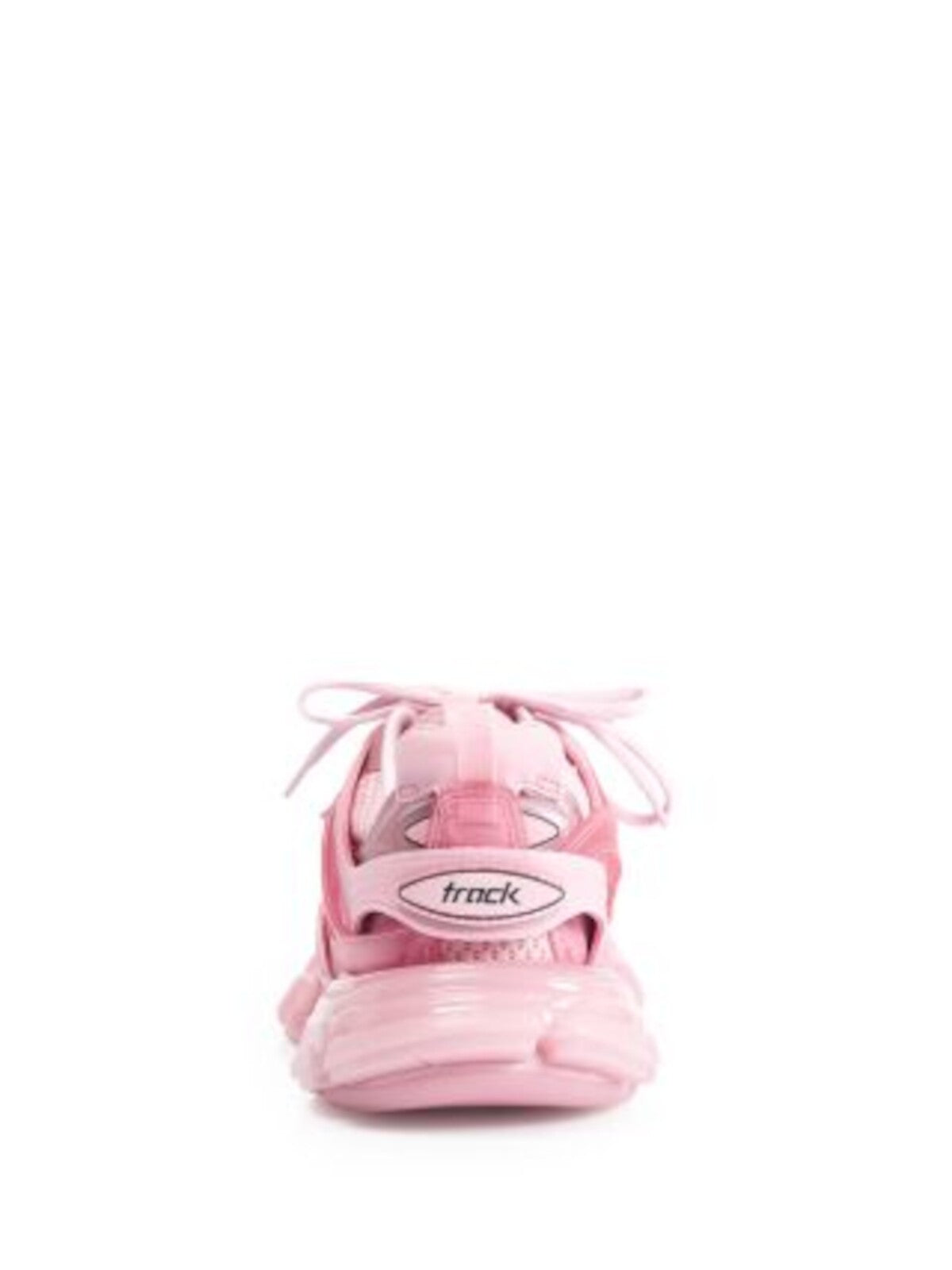 BALENCIAGA Womens Pink Mixed Media Dual Pull-Tabs 1" Platform Track Round Toe Wedge Lace-Up Sneakers Shoes 7