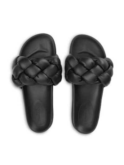 LAFAYETTE 148 NEW YORK Womens Black Braided Comfort Hayford Round Toe Slip On Leather Slide Sandals Shoes 36.5