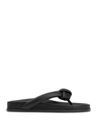 LAFAYETTE 148 NEW YORK Womens Black Knotted Strap Comfort Bristol Almond Toe Slip On Leather Thong Sandals Shoes 36.5