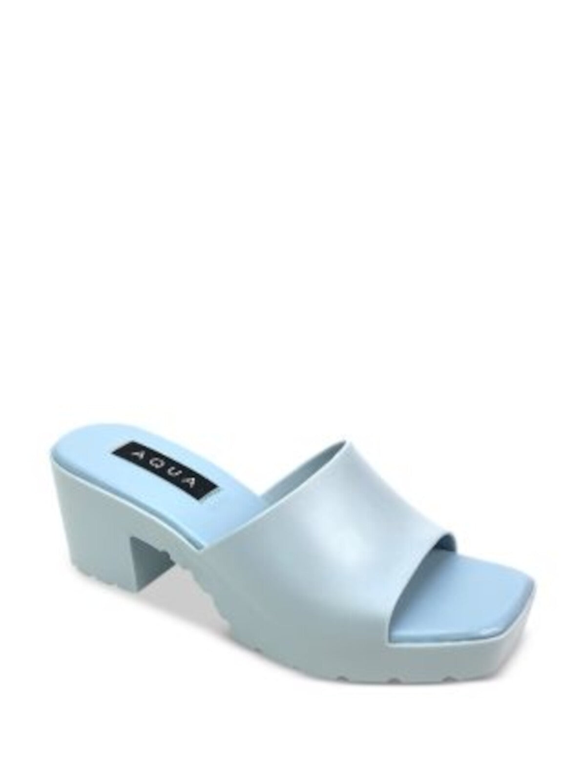 AQUA Womens Light Blue Padded Jelly Square Toe Slip On Heeled Sandal 10