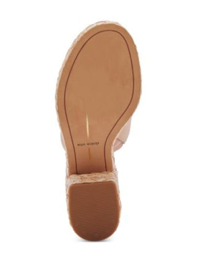 DOLCE VITA Womens Beige 1-1/2" Platform Padded Goring Elora Round Toe Block Heel Slip On Leather Espadrille Shoes