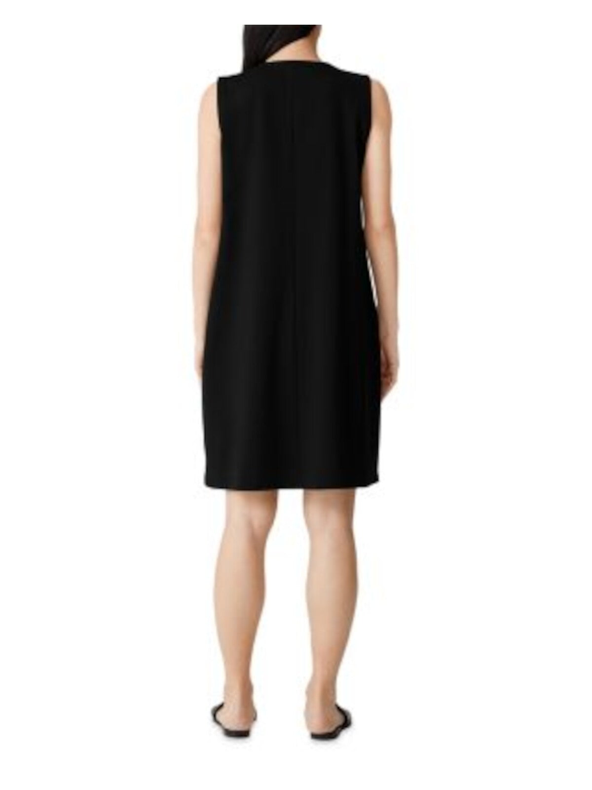 EILEEN FISHER Womens Black Zippered Unlined Sleeveless Round Neck Above The Knee Sheath Dress XL