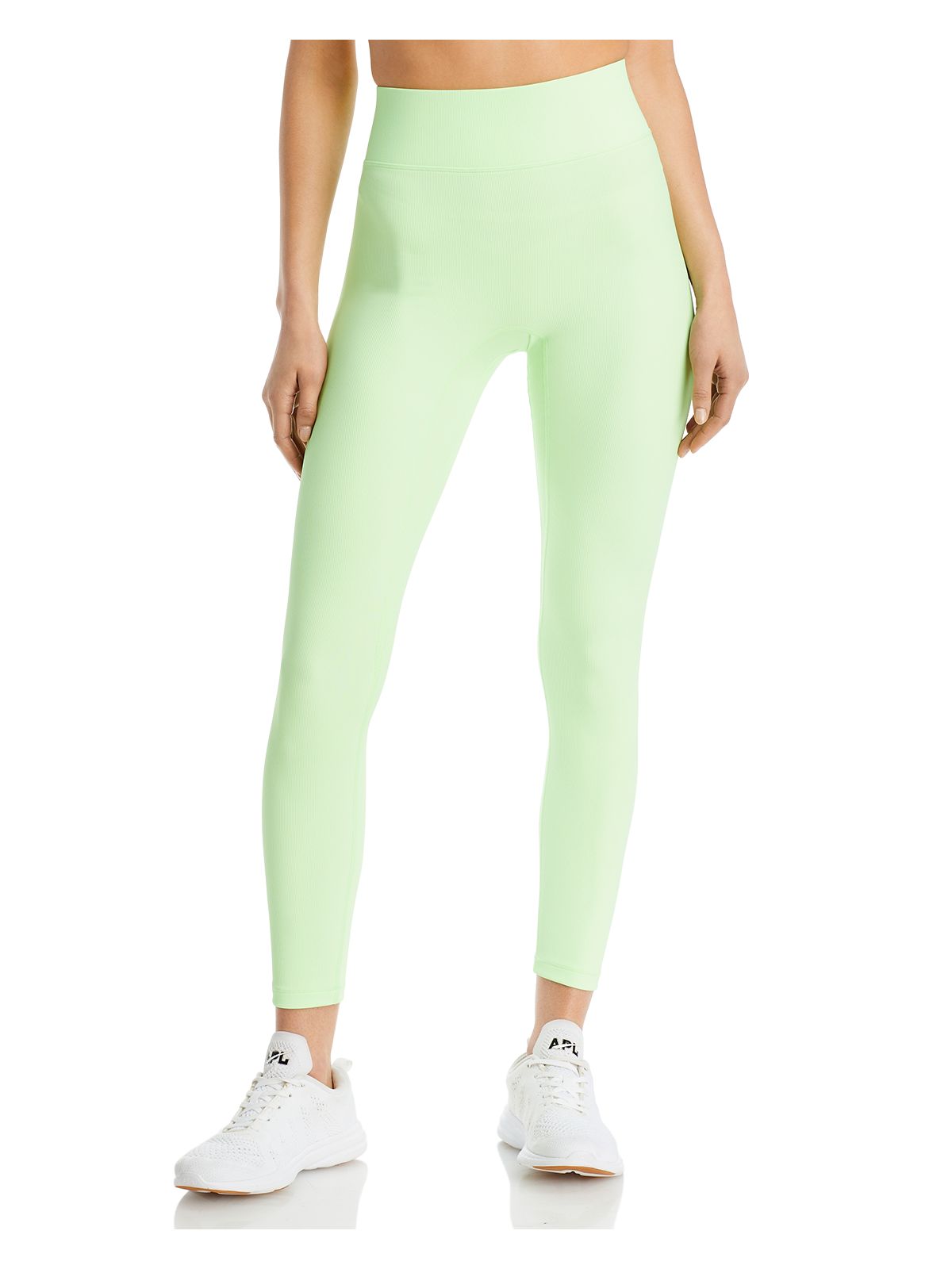 ALL ACCESS Womens Green Ribbed Active Wear High Waist Leggings M